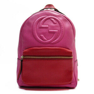 Gucci Soho Backpack Rucksack Leather Metal Magenta Purple Red